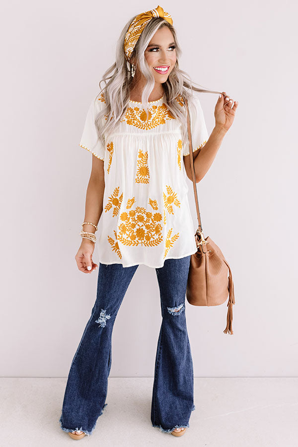 Cozy Cabana Embroidered Top In Ivory