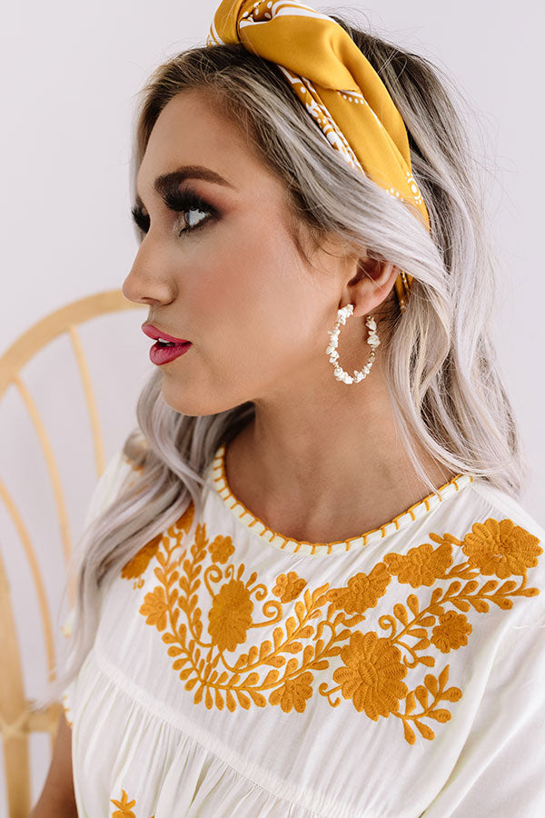 Sailing to Santorini Hoop Earrings in Ivory