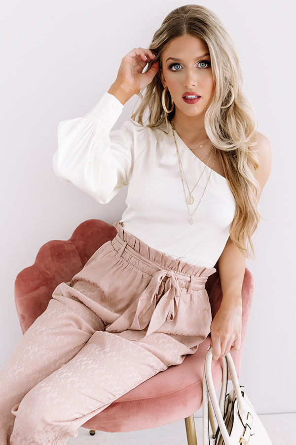 Front Page News Satin Top In Cream