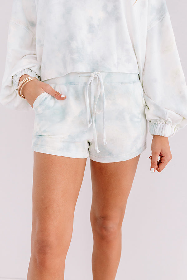 Cappuccinos And Chill Tie Dye Shorts In Sage