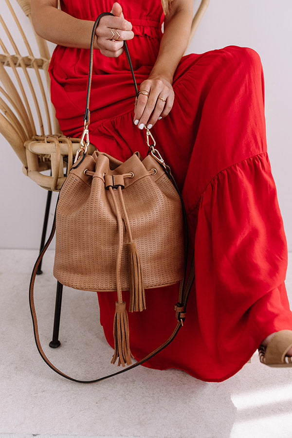 Style Above The Rest Faux Leather Bucket Bag In Brown
