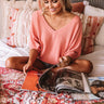Wander Along Waffle Knit Top In Coral Image - 1