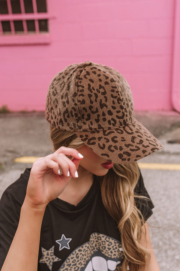Hey Gorgeous Leopard Baseball Cap In Brown