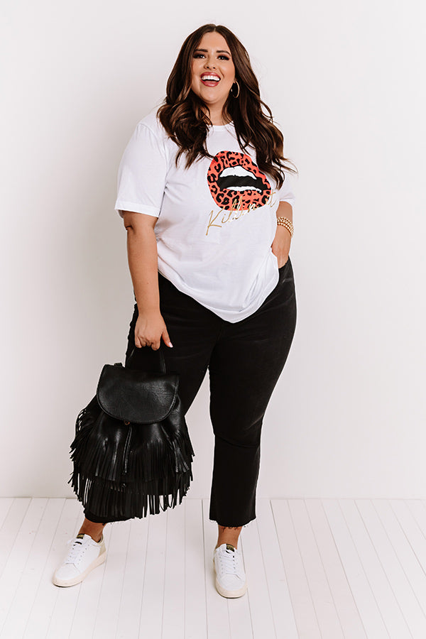 Killin' It Leopard Lips Shift Tee in White Curves