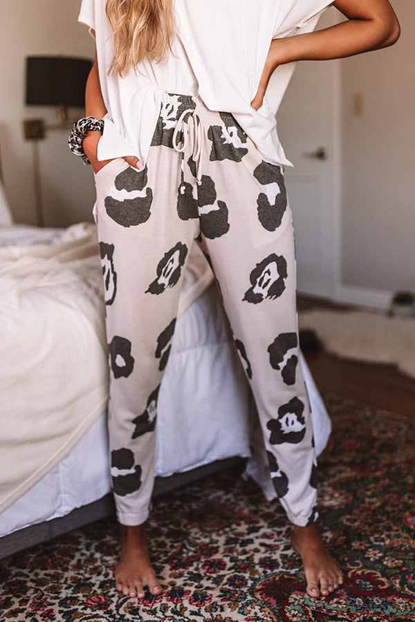 Seaside Twist Leopard Joggers In Birch