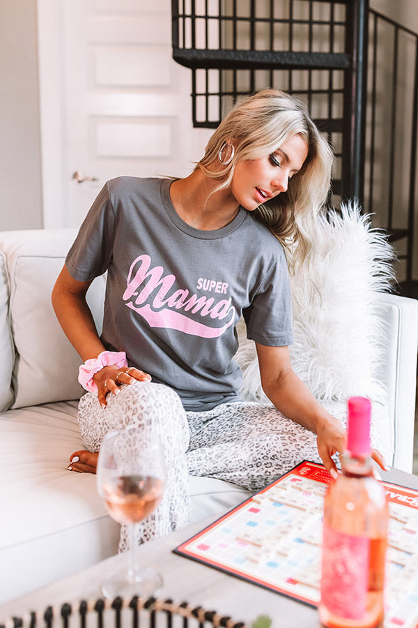 Super Mama Shift Tee In Charcoal