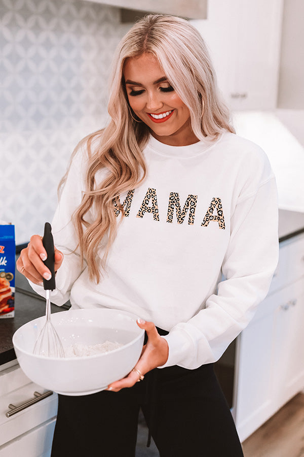 Mama Leopard Sweatshirt In White