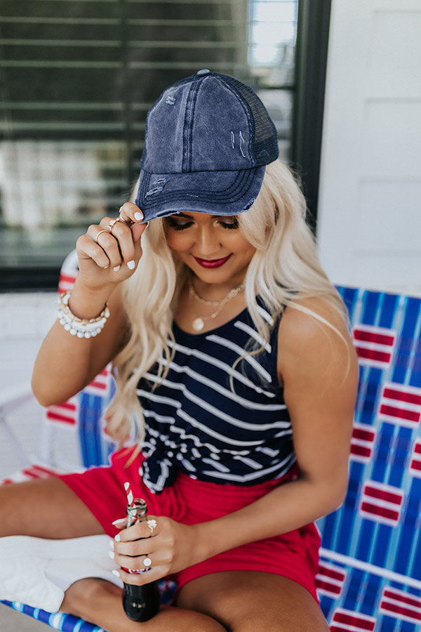 Ticket To Style Baseball Cap In Navy