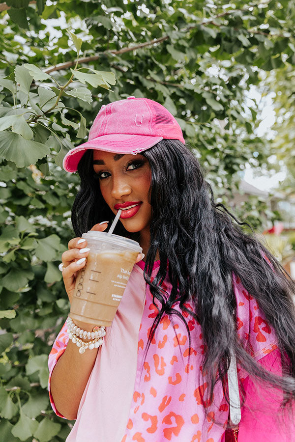 Ticket To Style Baseball Cap In Hot Pink