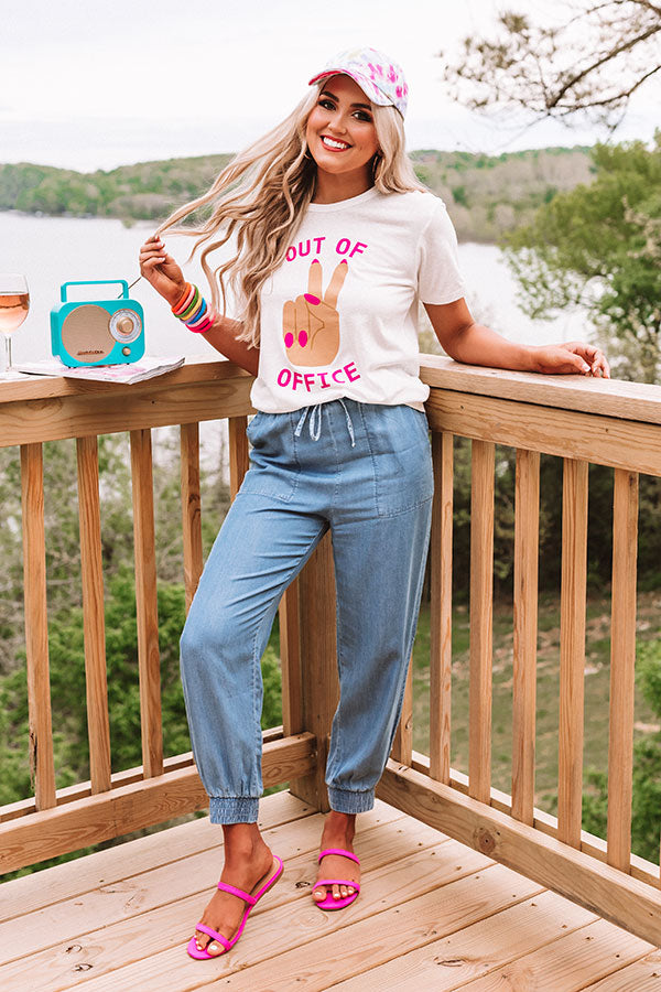 The Chantilly High Waist Chambray Joggers In Medium Wash