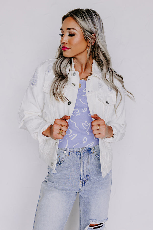The Ronan Distressed Denim Jacket In White