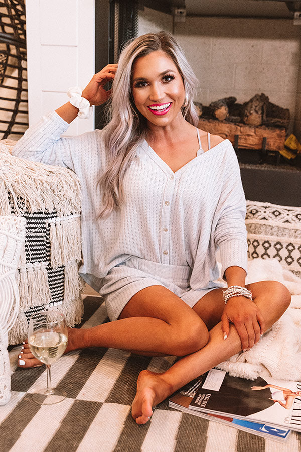 Lounge O' Clock Waffle Knit Top In Sky Blue