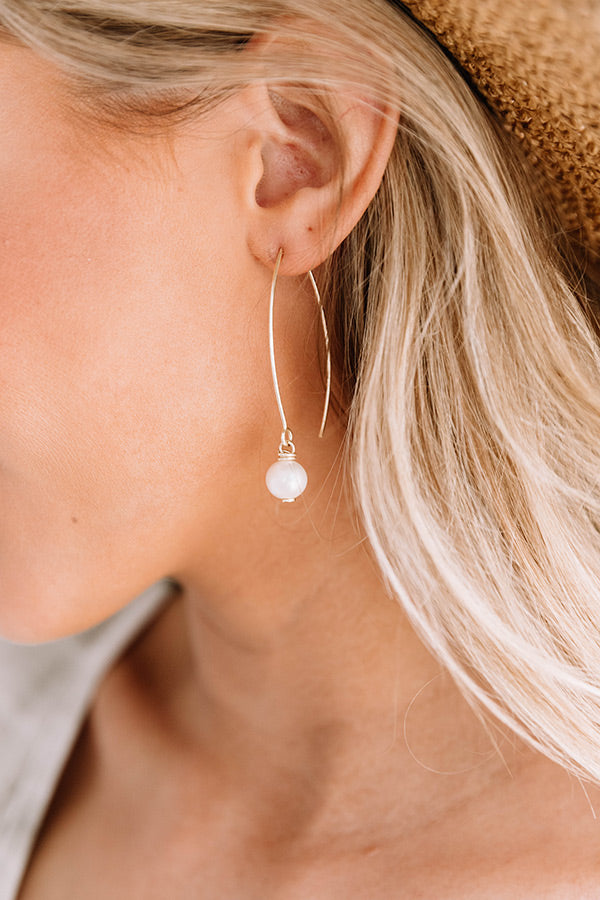 Drop Hoop Pearl Earrings