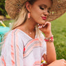 Kendra Scott Elle Gold Drop Earrings in Bright Coral Magnesite Image - 1