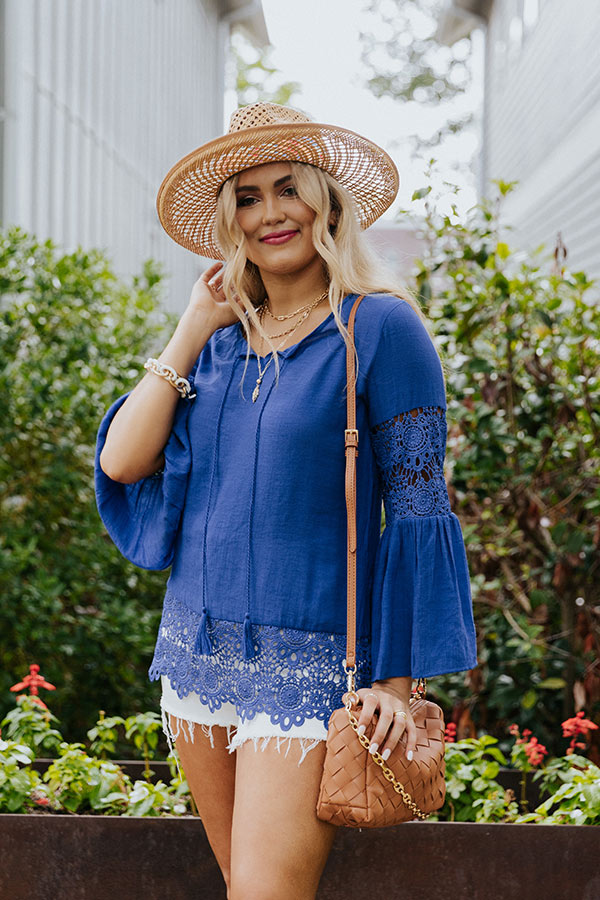 Haute Or Yacht Crochet Top In Royal Blue