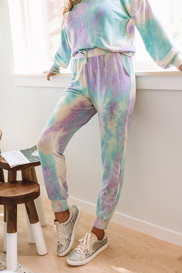 Cue The Confetti Tie Dye Joggers In Purple