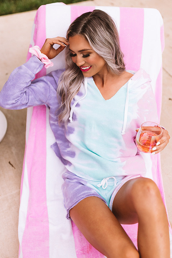 Cozy Sense Tie Dye Hoodie In Pink