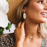Kendra Scott Faceted Elle Vintage Gold Drop Earrings in White Abalone Image - 1