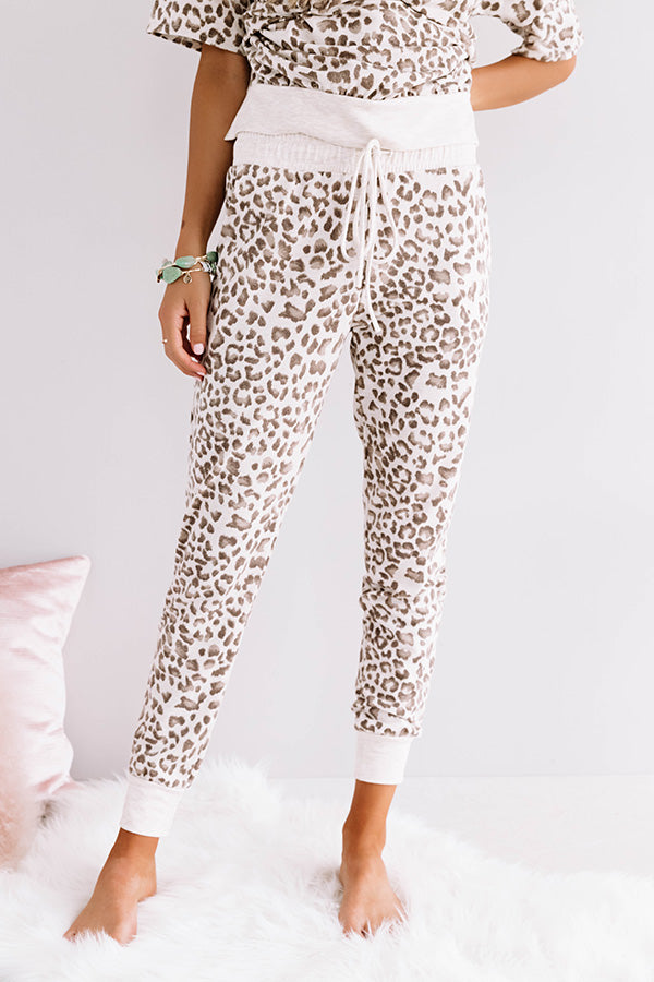 Without A Doubt Leopard Joggers In Brown
