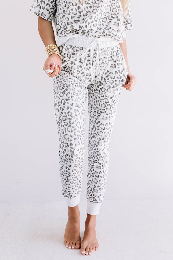 Without A Doubt Leopard Joggers In Grey