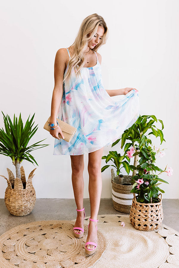 Daiquiris And Daydreams Watercolor Dress In Blue Image - 1