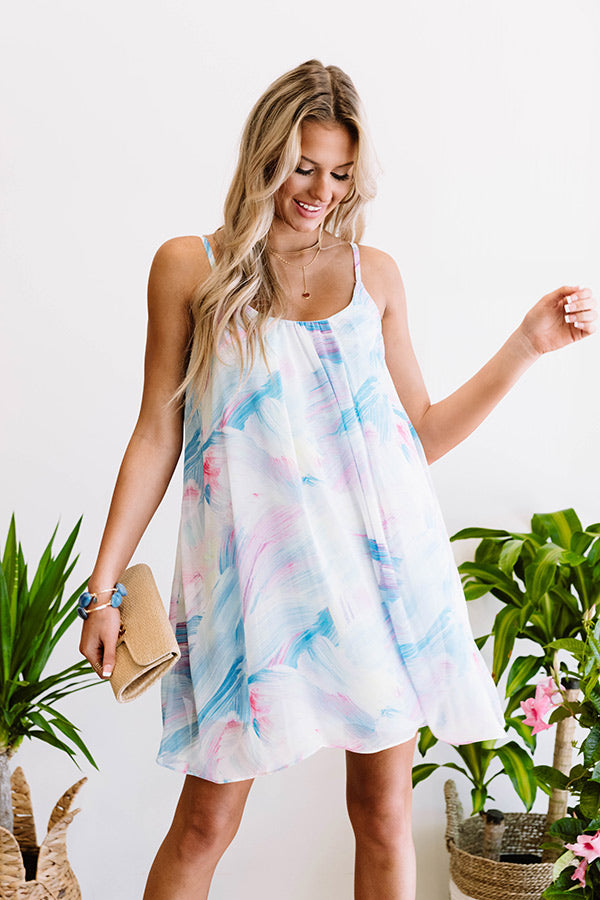 Daiquiris And Daydreams Watercolor Dress In Blue Image - 1