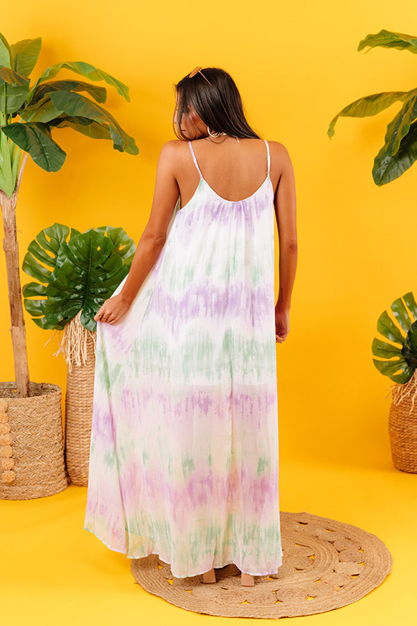 Sippin' At Sunset Watercolor Maxi In Green Image - 1
