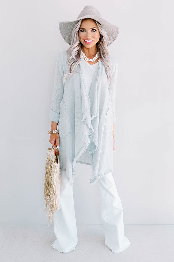 Secluded Beach Knit Linen Cardigan in Grey