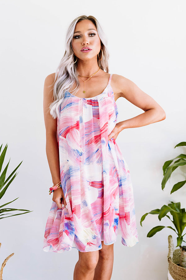 Daiquiris And Daydreams Watercolor Shift Dress In Pink Image - 1