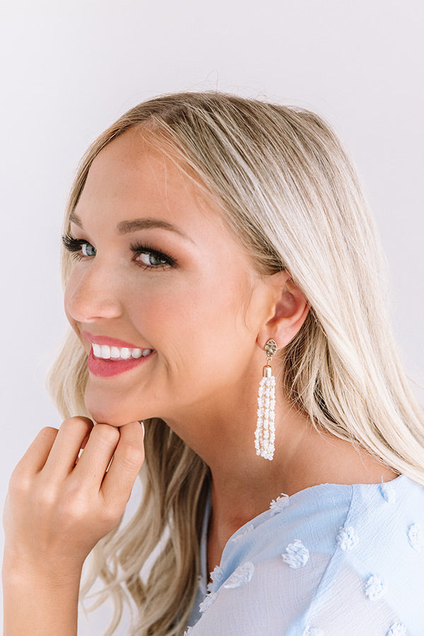 Wisteria Wishes Beaded Earrings In White