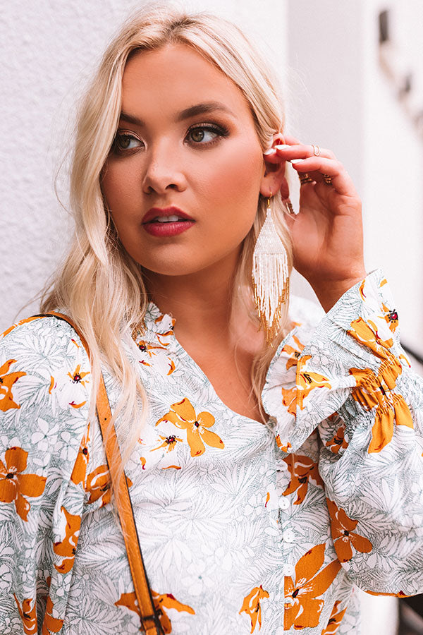 Dreaming Big Beaded Earrings In Gold