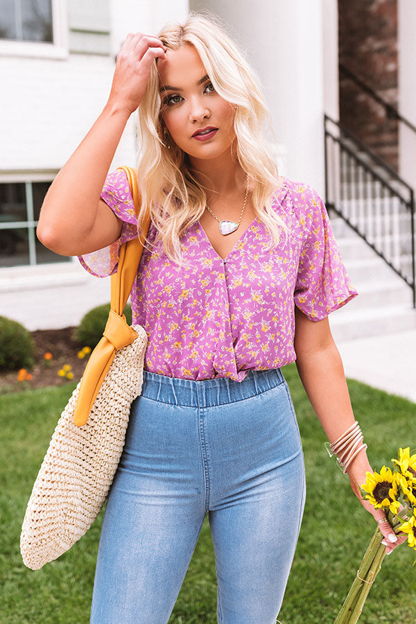 Paris Penthouse Floral Bodysuit in Orchid