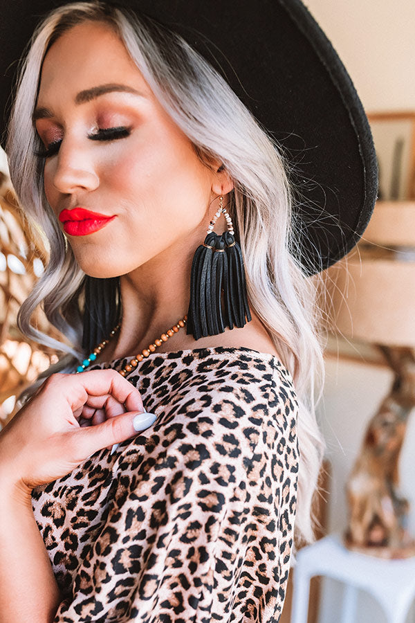The Aurora Tassel Earrings in Black