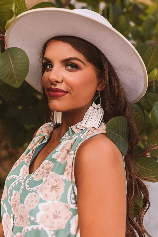 The Laguna Short Tassel Earrings in White