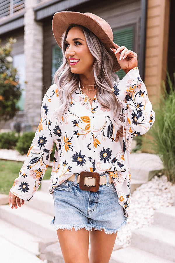 Picnics And Peonies Shift Top