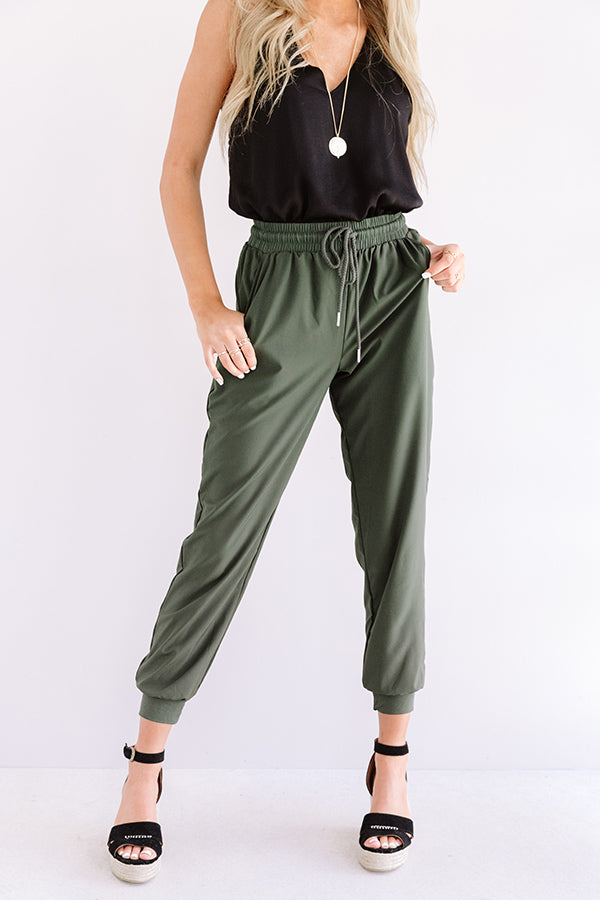 The Grove High Waist Joggers in Dark Olive