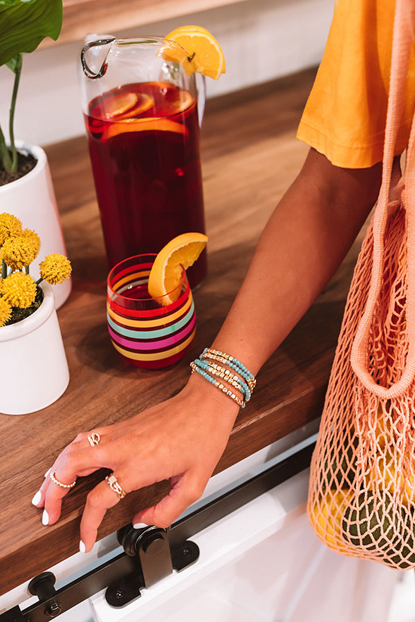 Style Remix Beaded Bracelet Set In Aqua