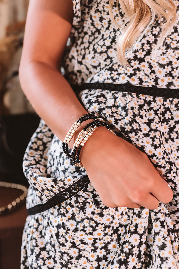 Style Remix Beaded Bracelet Set In Black