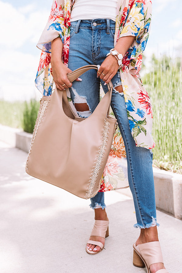Cambridge Kisses Faux Leather Tote In Iced Latte
