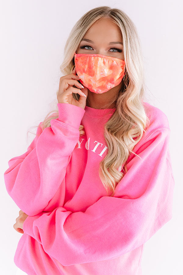 Solo Trip Cloth Face Mask in Neon Coral Tie Dye
