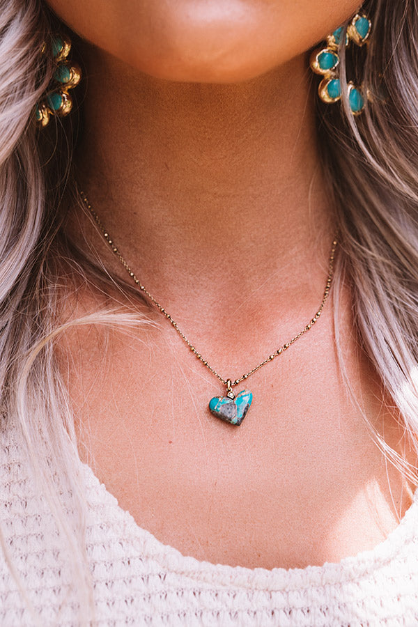 Kendra Scott Poppy Heart Vintage Gold Pendant Necklace in Turquoise Image - 1