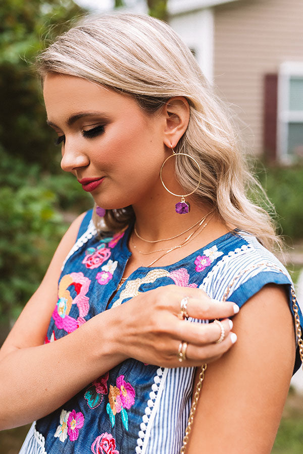 Dreamy Gaze Druzy Earrings In Orchid