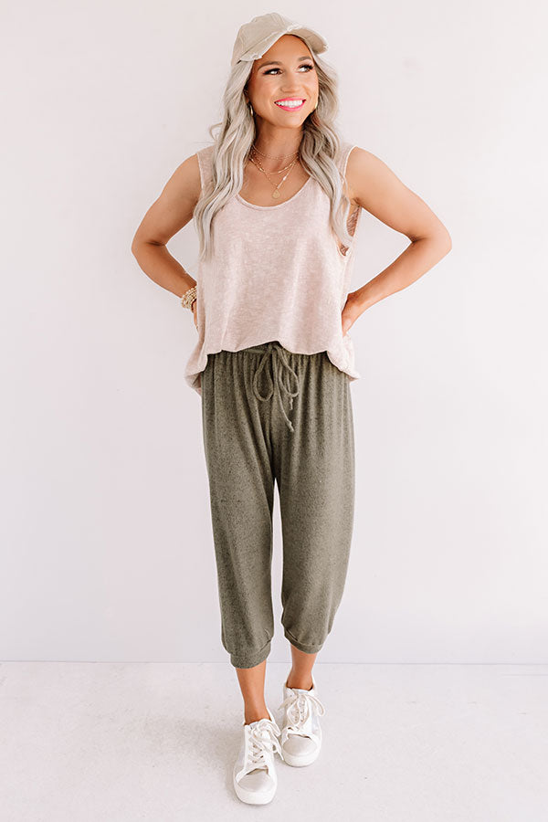 Casa Casual Joggers In Olive