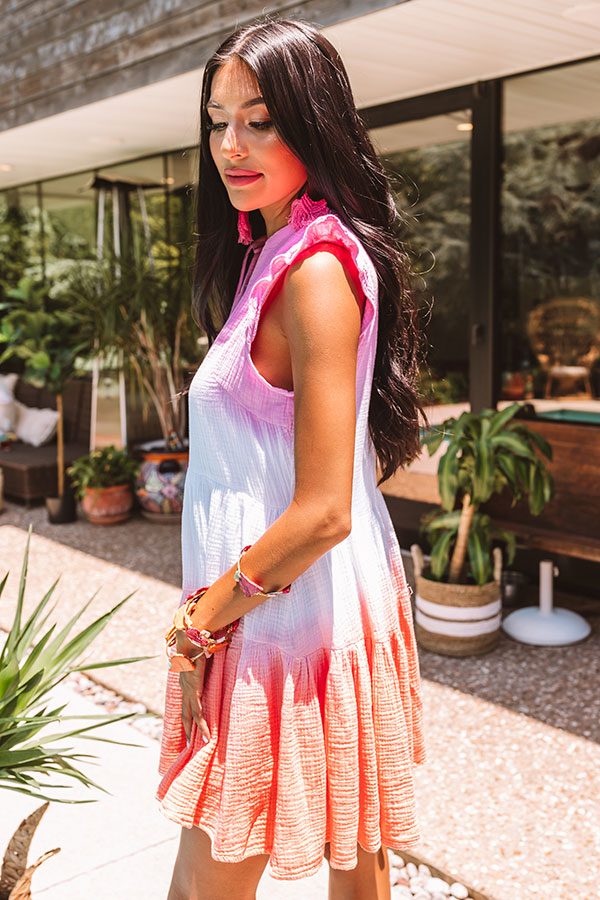 Twirling At Sunset Ombre Shift Dress In Pink Twirling At Sunset Ombre Shift Dress In Pink