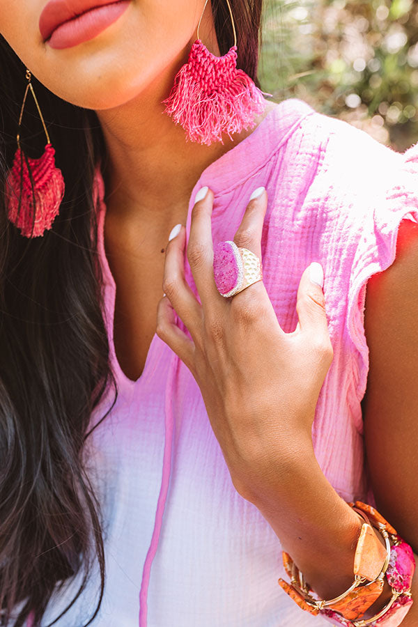 Cocktail Time Druzy Ring In Berry