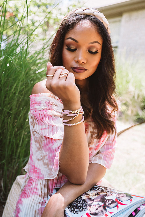 Sweet Friendship Bracelet Set In Blush