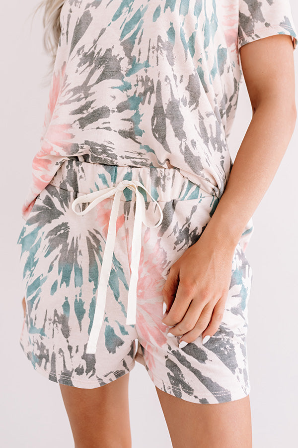 Morning Routine Tie Dye Shorts in Blush