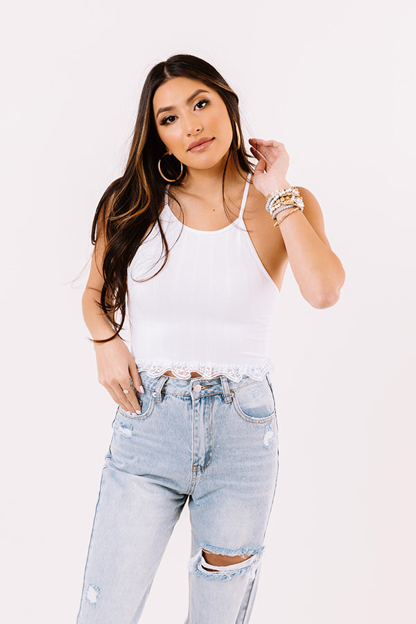 Front Row Tickets Crop Top In White
