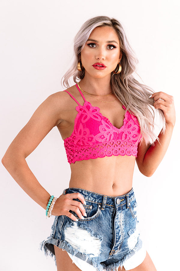 Paris Premier Lace Bralette In Raspberry
