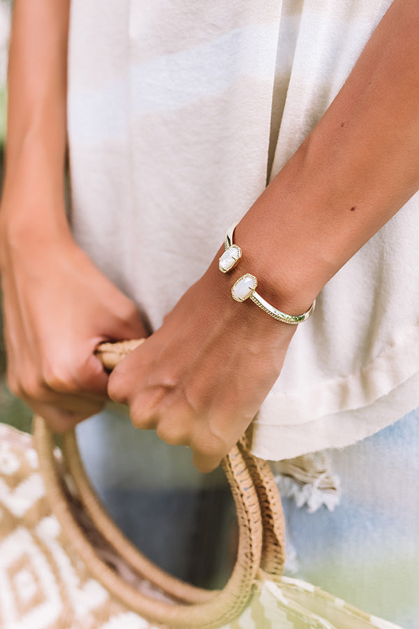 Elton Silver Cuff Bracelet in Ivory Mother Of Pearl